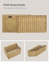 SONGMICS 105L Laundry Basket with Lid Rattan Storage Foldable Removable Liner view 9