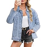 Kedera Denim Jackets for Women Fashion Oversized Button Down Jean Jacket Western Shacket Jacket with Pockets