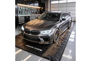 7'9" x 18' Garage Floor Mat for Under Car, Heavy Duty 610g PVC Waterproof Containment Mat with Raised Edges, Parking Pad Trap