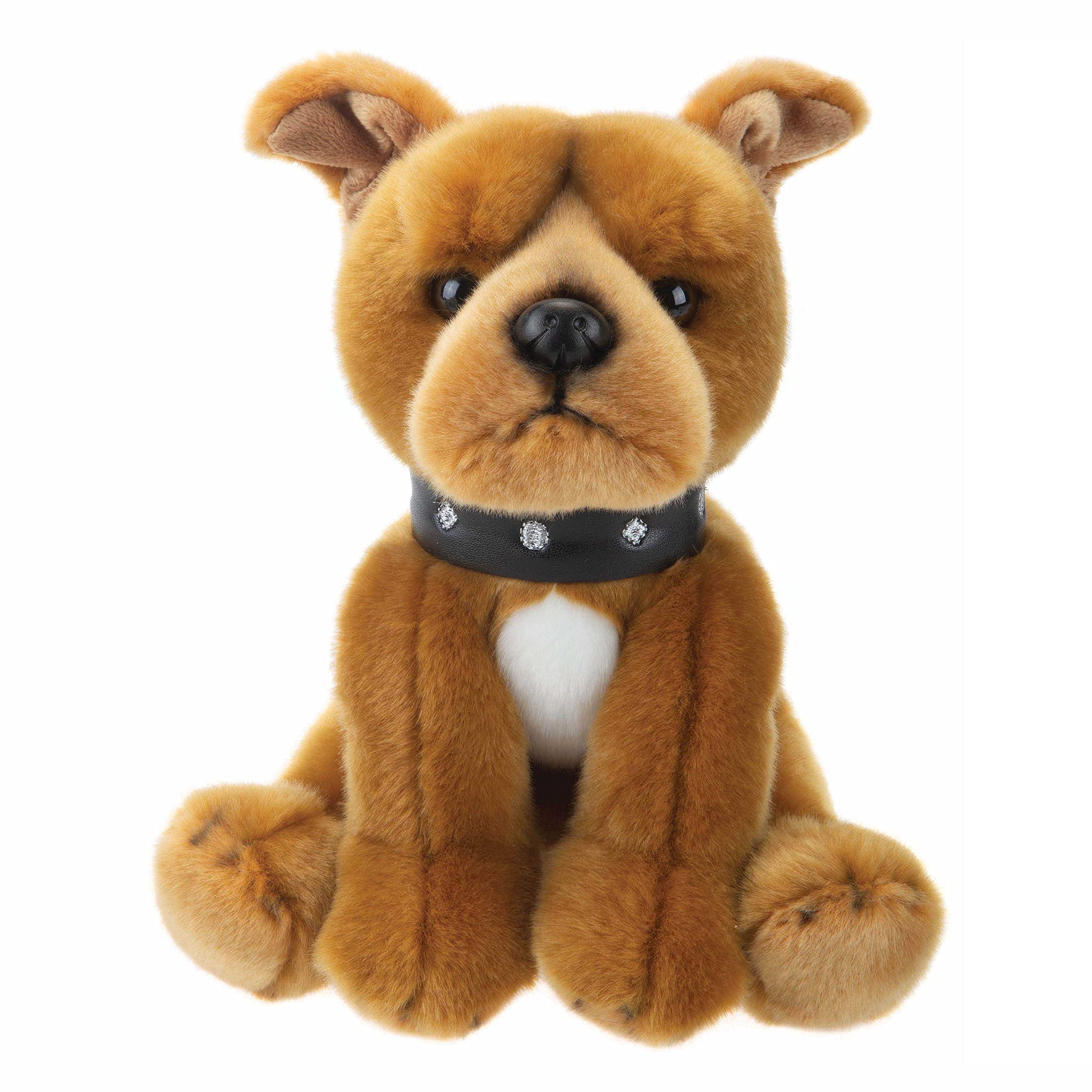 PMS VFM - Staffordshire Soft Toy Brown Staffy, Staffordshire Bull Terrier Premium Dog 30cm Soft Toy - Super Fluffy Luxury Lifelike Stuffed Animal Teddy - Natural World Collection
