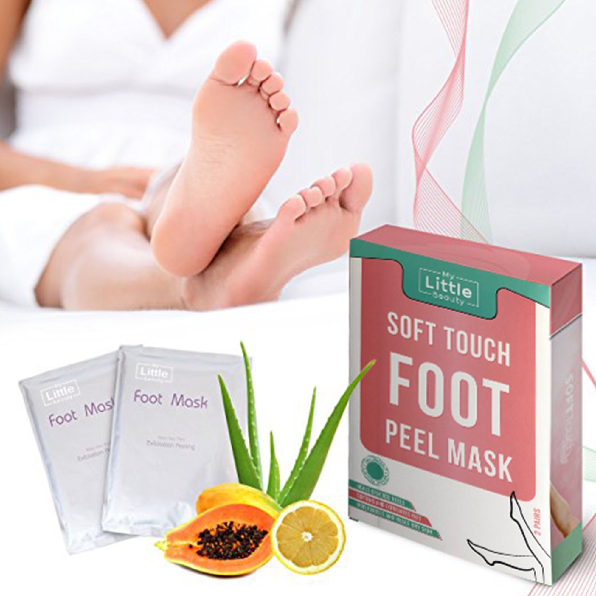 Foot Peel Mask - MY LITTLE BEAUTY - Exfoliating Foot Mask for Dry Skin (2 Pairs per Box)