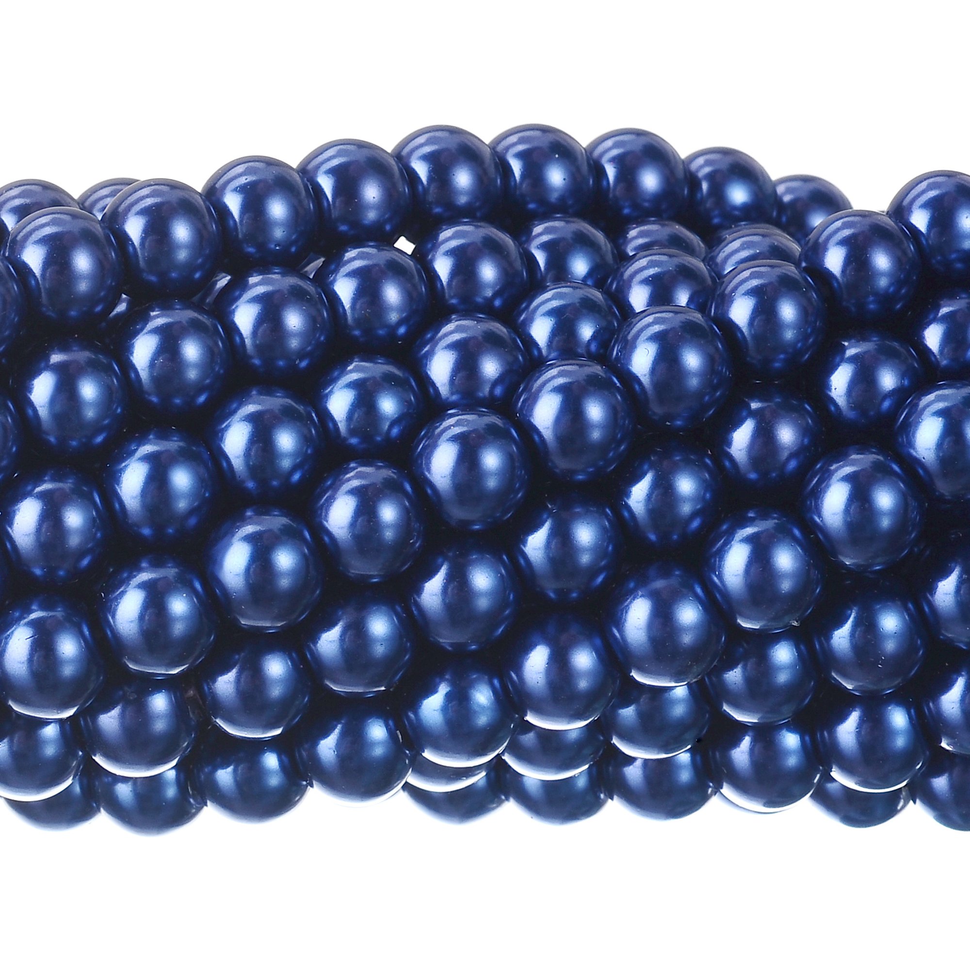 RUBYCA 200Pcs Czech Tiny Satin Luster Glass Pearl Round Beads Beading Jewelry Making 14mm Dark Blue