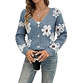 i·ta fit Women's Cardigans Casual Long Sleeve V-Neck Button Down Floral Sweaters Open Front Knit Outerwear