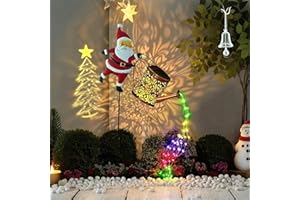 WUSAIRX Solar Christmas Decorations, 2025 New Santa Claus Solar Watering Can Kettle Lights Outdoor, Metal Waterproof Garden Lantern for Yard, Patio, Lawn, Pathway (CO5 Multicolor)