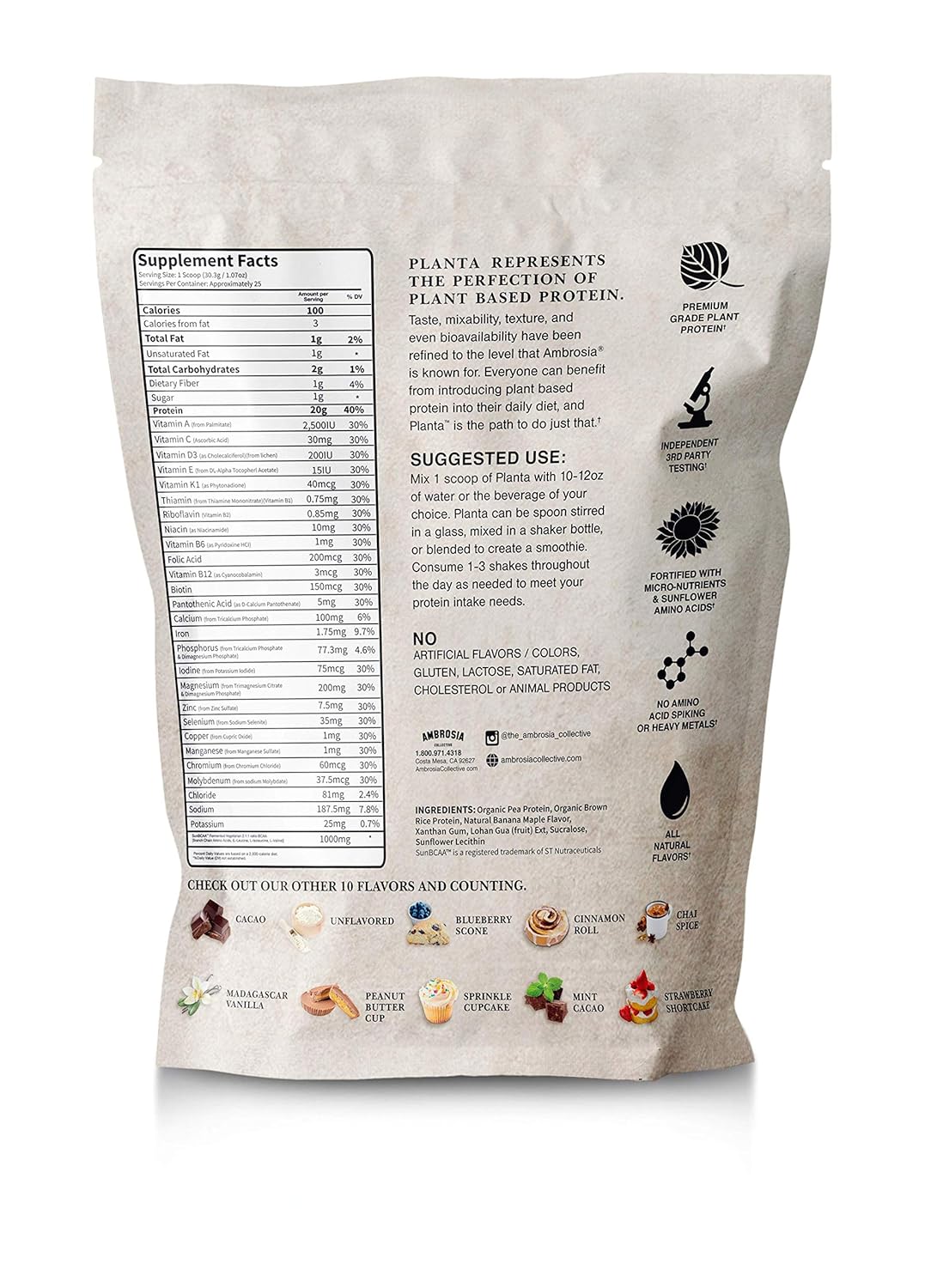 Ambrosia Planta Premium Organic PlantBased Protein