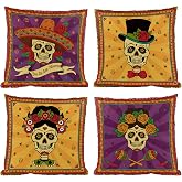 decorbox Two Skulls in Love Cotton Linen Decorative Cushion Covers