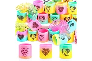 CLEVERZONE 36 Packs Spring Rainbow Magic Fidget Stress Coil Mini Springs Bulk Toys Valentine's Day Wedding Party Favor Goodie Bag Stuffers for Kids Boys Girls (Love)