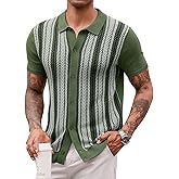 Runcati Mens Knit Polo Shirts Vintage Casual Short Sleeve Shirt Golf Button Down Old Money Sweater