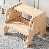 WINGYZ Toddler Step Stool, 3-Height Adjustable Wooden Stool for Kids | Birch Marine Plywood, 200lb Capacity, Bathroom Sink Independence, Kitchen Potty Training