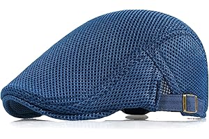 Xinveen Men's Mesh Cap Breathable Summer Newsboy Hat Adjustable Beret Ivy Cap Irish Cabbie Driving Hunting Hats
