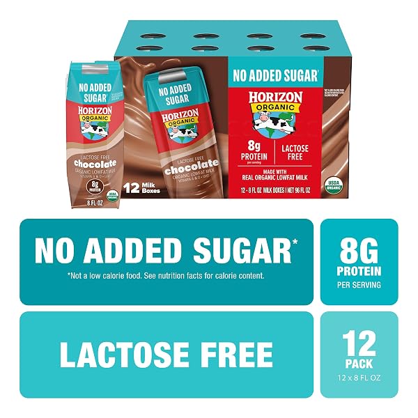 HORIZON ORGANIC SHELF STABLE NO ADDED SUGAR 1% LOWFAT CHOCOLATE MILK, 12CT