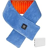 Heated Neck Wrap with 5000mAh Power Bank, Heating Pad Cordless with 3 Heating Levels, Portable Neck Warmer for Neck Pain Relief and Stiffness, Rechargeable Heated Scarf for Outdoor & Office, Sky Blue