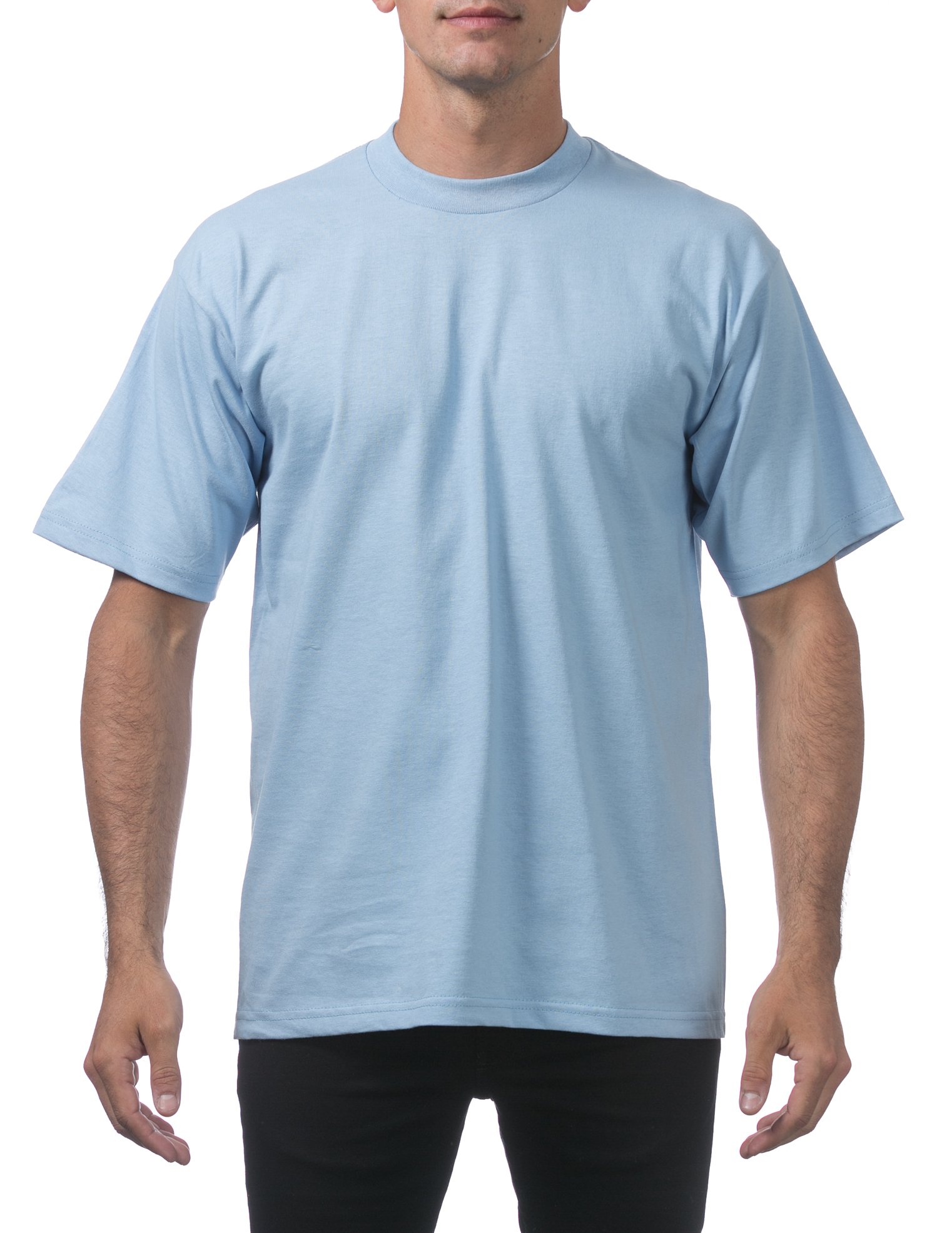 Photo 1 of Pro Club Men's Heavyweight Cotton Short Sleeve Crew Neck T-Shirt, Sky Blue, X-Large