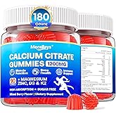 180 Count Calcium Citrate Gummies 1200 mg with Vitamin D3, K2, Magnesium & Zinc, High Absorption Calcium Supplements for Women & Men for B0ne, Muscle & Immune Support, Sugar Free, Mixed Berry Flavor