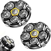 Magnetic 6 Head Shaver Replacement Heads for 6D Magnetic Electric Shaver Razor Universal Shaver Replacement Head for Bald Men and Face (Black(2PACK))