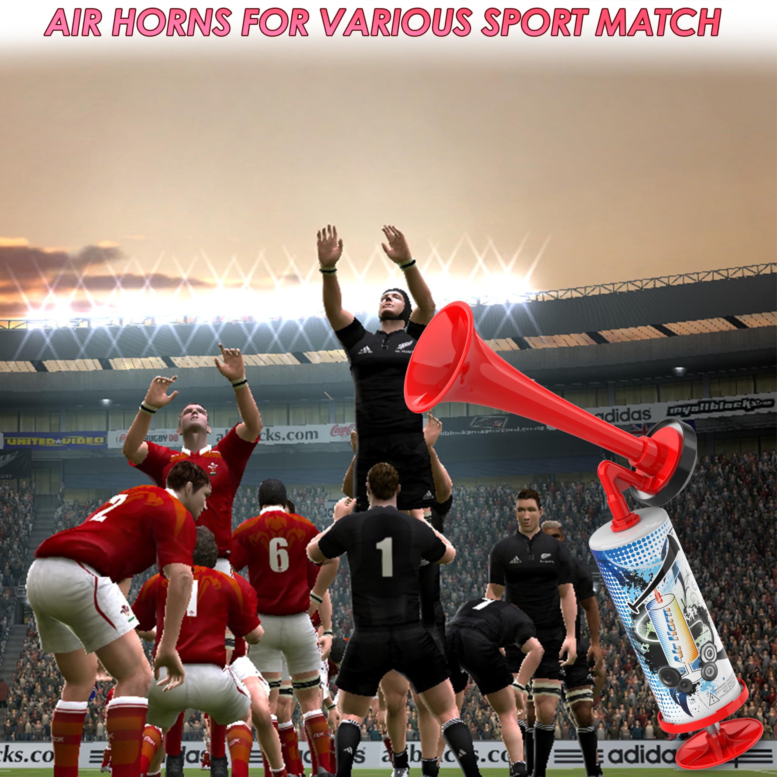 Handheld Air Horn, Portable Aluminum Super Loud Air Pump Horn, Hand Push Noise Maker Marine Safety Horn for Boating Emergency Bear Horn Self Defense Sports Events Birthday Party Reusable Horns