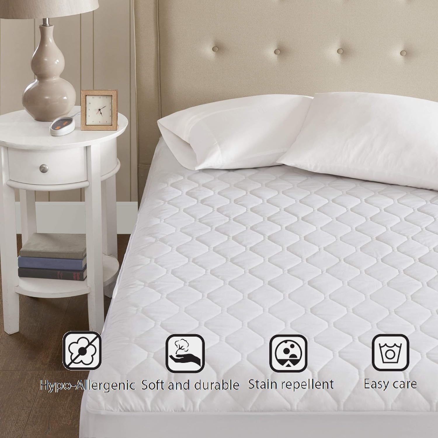Beautyrest 3M Scotchgard Heated Mattress-Pad Secure Comfort Technology-Luxury Quilted Electric Deep Pocket-5-Setting Controllers, Twin XL, White: Home & Kitchen