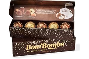 THOUGHTFULLY BomBombs, Hot Chocolate Bombs, Includes Fudge Brownie and Caramel Candy Cocoa Bombs Filled with Marshmallows, Pack of 5