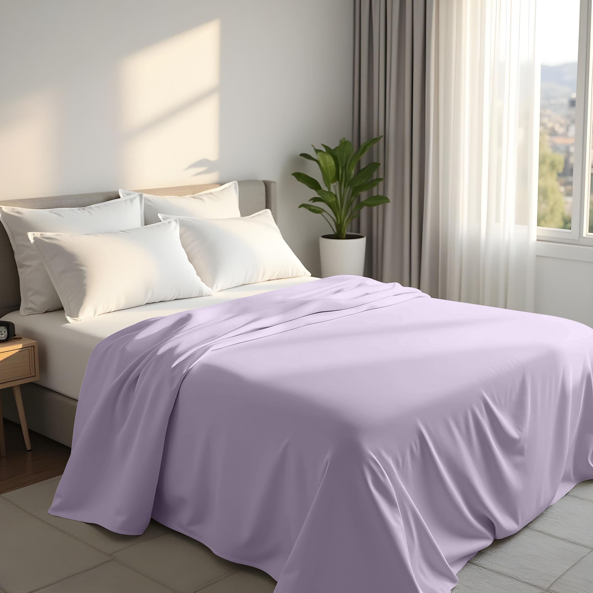 Utopia Bedding - Flat Sheet Double Size - OEKO-TEX Certified - Easy Care Soft Brushed Polyester - Microfiber Fabric - Wrinkle, Shrinkage, and Fade Resistant - Lavender