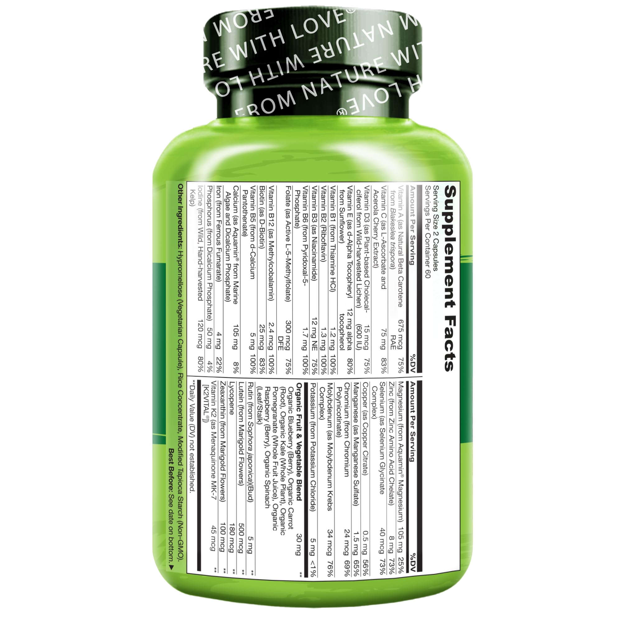 NATURELO Teen Multivitamin - Whole Food Multivitamin - with Minerals for Teenage Boys & Girls - Supplement for Active Kids - Non-GMO - Vegan & Vegetarian - 120 Capsules