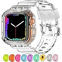 XYF Compatible for Crystal Clear Apple Watch Bands, 49mm 46mm 45mm 44mm 42mm 41mm 40mm 38mm Bumper Case for Men Women Jelly S