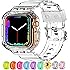 XYF Compatible for Crystal Clear Apple Watch Bands, 49mm 46mm 45mm 44mm 42mm 41mm 40mm 38mm Bumper Case for Men Women Jelly S