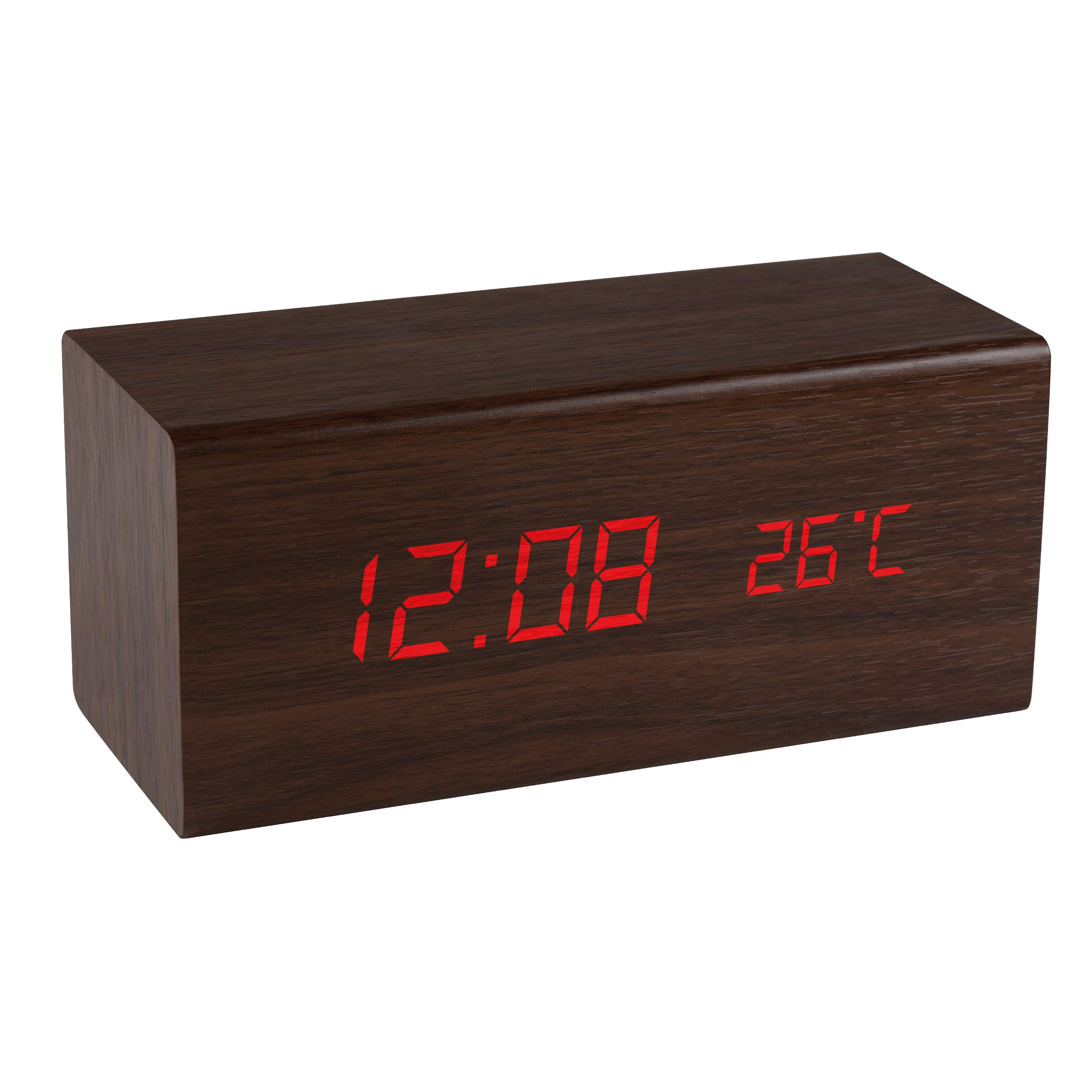 Precision Digital alarm clock Wood effect Indoor Temperature, backlit display, multiple alarm sounds, 12/24 HR format, Snooze function Clock AP0002