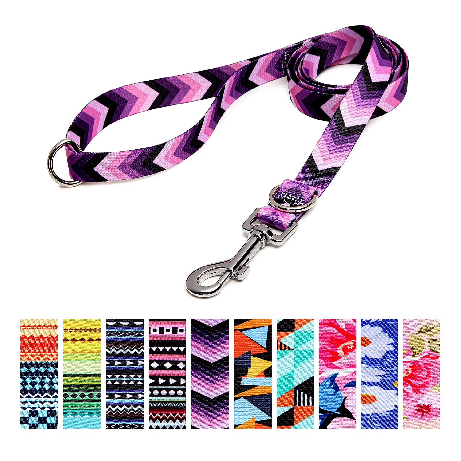 Suredoo Soft Nylon Dog Lead Leash with Colorful Patterns, Comfortable Strong Dog Training Walking Lead Leashes with 2 D-ring for Small Medium Large Dogs, 1.2m × 2.0cm (Arrow) — image 1