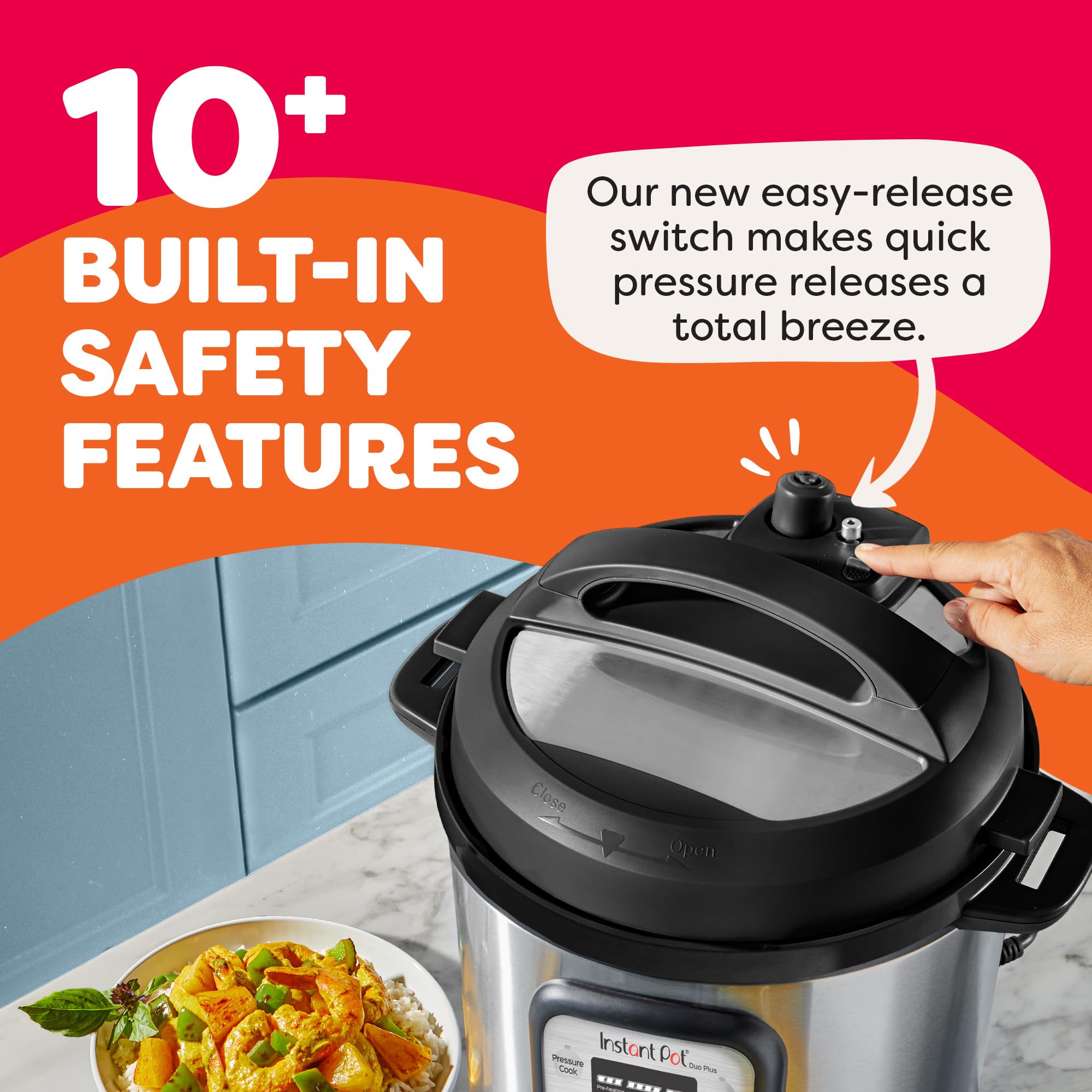 Instant Pot Duo Plus Multicocina 9 en 1, olla a presión, cocción lenta, arrocera, vaporera, salteado, yogur, calentador y esterilizador, incluye aplicación con más de 800 recetas, acero inoxidable, 6 cuartos