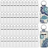 Pafeooui 48 Pcs Sublimation Lip Balm Keychain Holder, Blanks Neoprene Lipstick Protective Cases for Women DIY Travel Crafts White