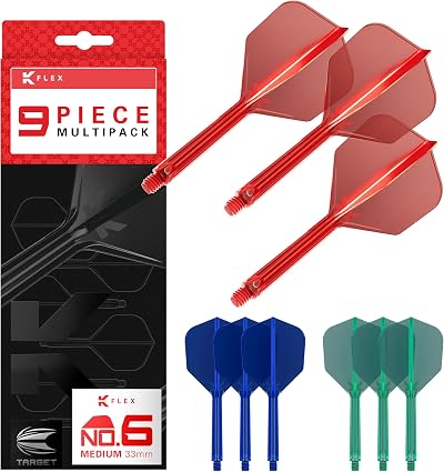Target Darts K-Flex Integrated Flights and Shafts Medium 33mm 9 Pack