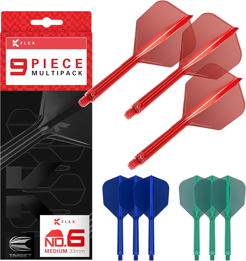 Target Darts K-Flex Integrated Flights and Shafts Medium 33mm 9 Pack