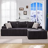 Hobestluk Boneless Couch Modular Sectional Sofa L-Shape Lounge Cloud Couch | Memory Foam,Washable Cover,No Assembly,Non-slip Base,Small Sectional Couches Living Room | 96" Right Facing Chaise Darkgrey