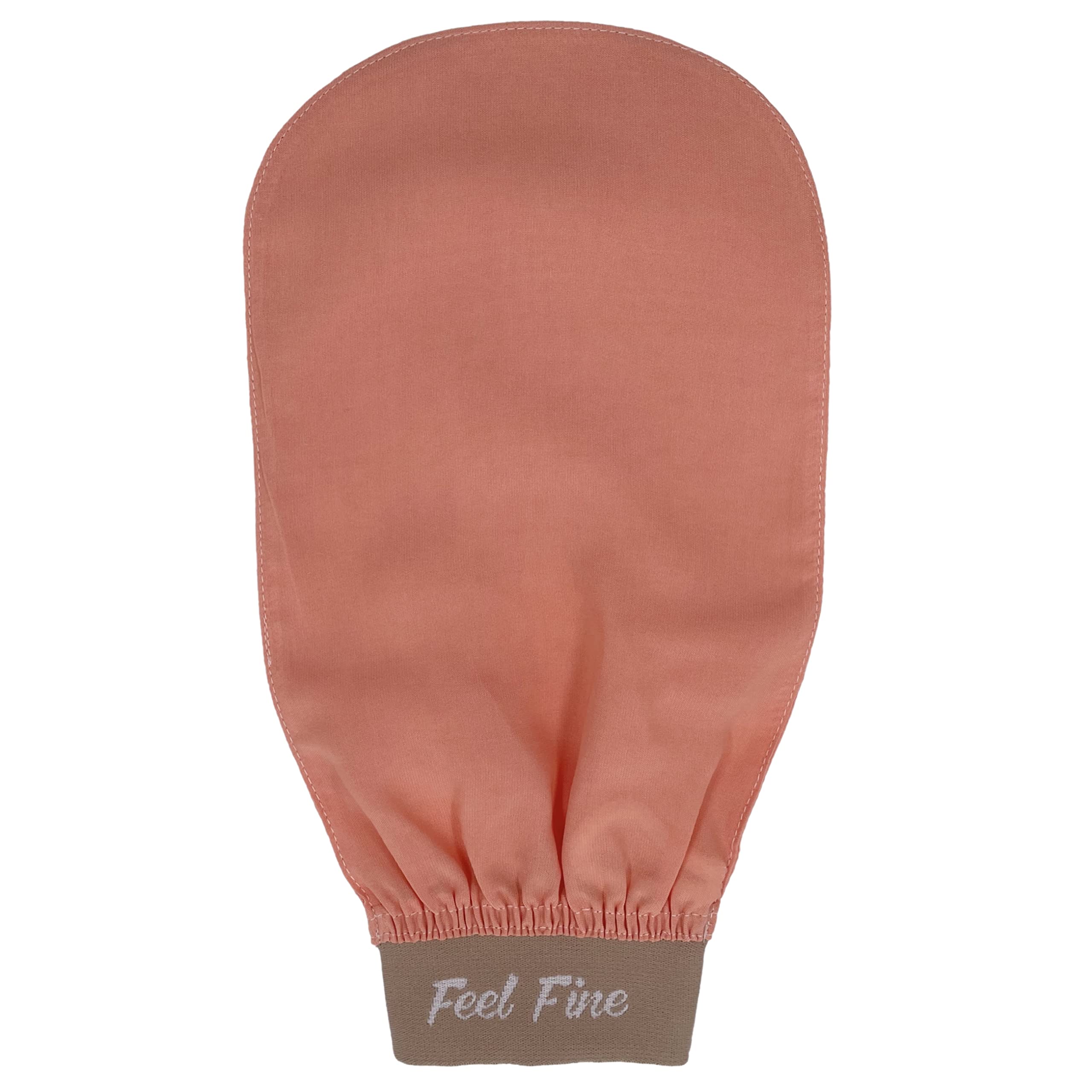 Feel Fine Turkish Exfoliating Mitt – 100% Natural Plant Silk Hammam Kese Glove for Men & Women | Handcrafted Skin Peeling Scrubber, Vegan Shower, Bath & Sauna Exfoliator (Pink&FF)