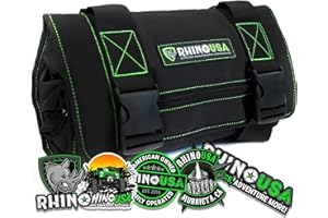 Rhino USA Tool Bag Roll - Heavy Duty Canvas Organizer Pouch for Tools - Ultimate Travel Tool Storage Kit for UTV, Car, Truck, 4x4 Offroad - Upgraded with Labeled & Removable Pouches - Secured for Life