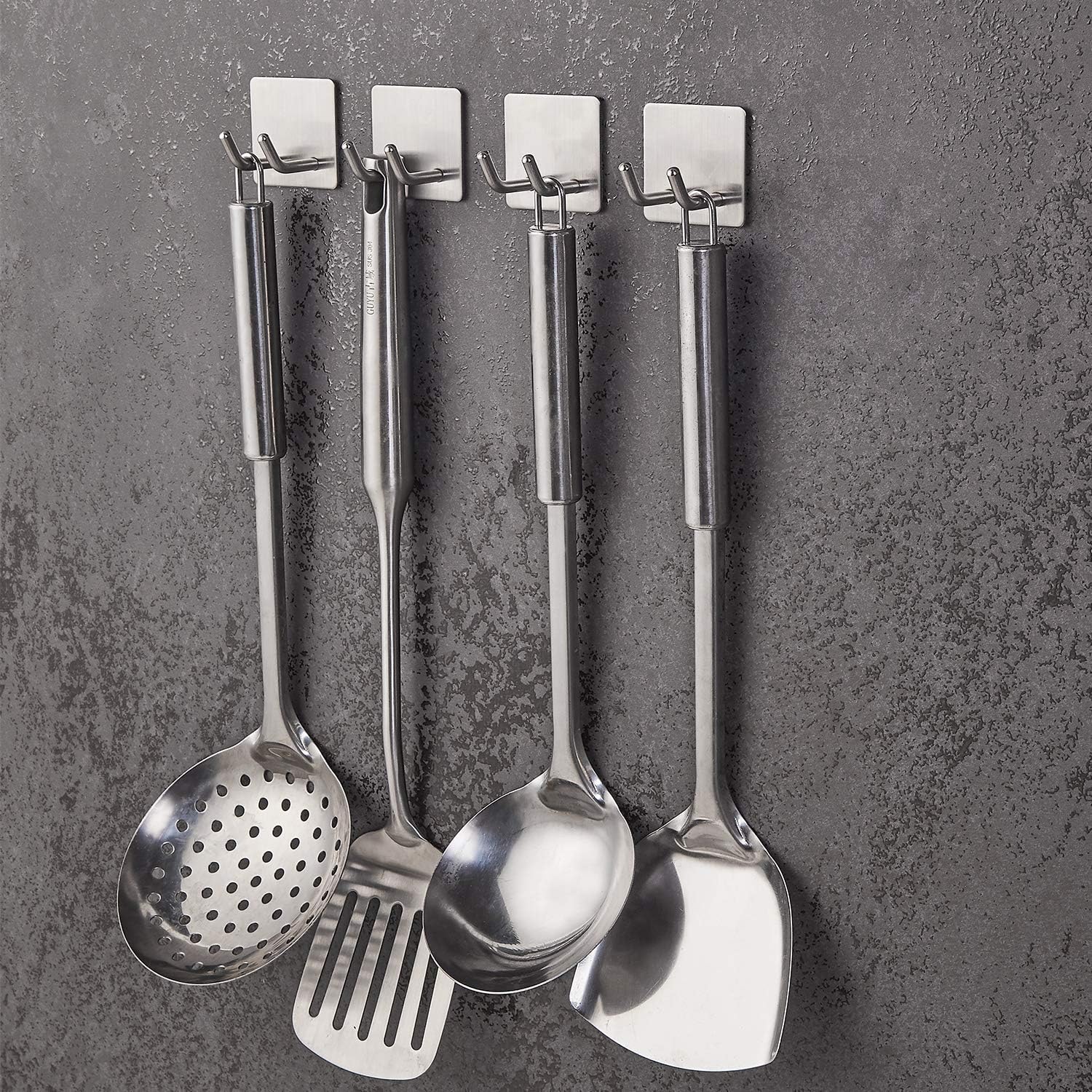 JS self Adhesive Hooks Razor Holder 4 Pack Sticky Hanger Stainless Steel Storage Bathroom Kitchen Organizer - Image 5