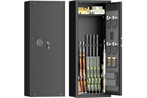 Greenvelly 10-14 Gun Safe for Rifles and Pistols,Rifle Safes with Digital Keypad and Adjustable Handgun Pockets,Gun Cabinet for Home,Office,Bedroom(Assembly Required)