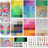 Lynnmos 6 Boxes Bracelet Making Kit Pony Beads, 4400Pcs 110 Colors Jewelry Making Supplies for Friendship Bracelets, DIY Crafts with Elastic Cords, Gifts for Girls