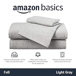 Amazon Basics Cotton Jersey 4-Piece Bed Sheet