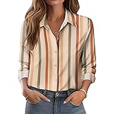 Zeagoo Button Down Shirts for Women Dressy Floral Printed Long Sleeve Blouse Business Casual Work Tops