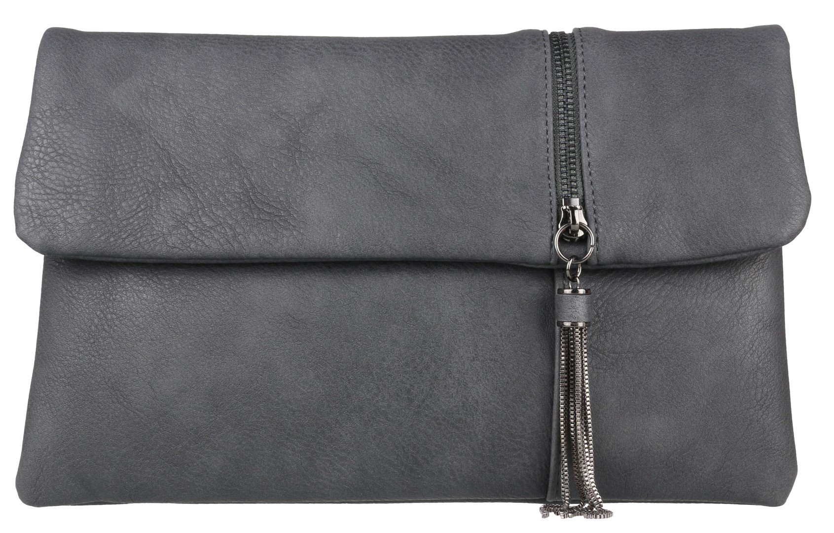 Girly Handbags Womens Zipper Flap Clutch Bag - Charcoal