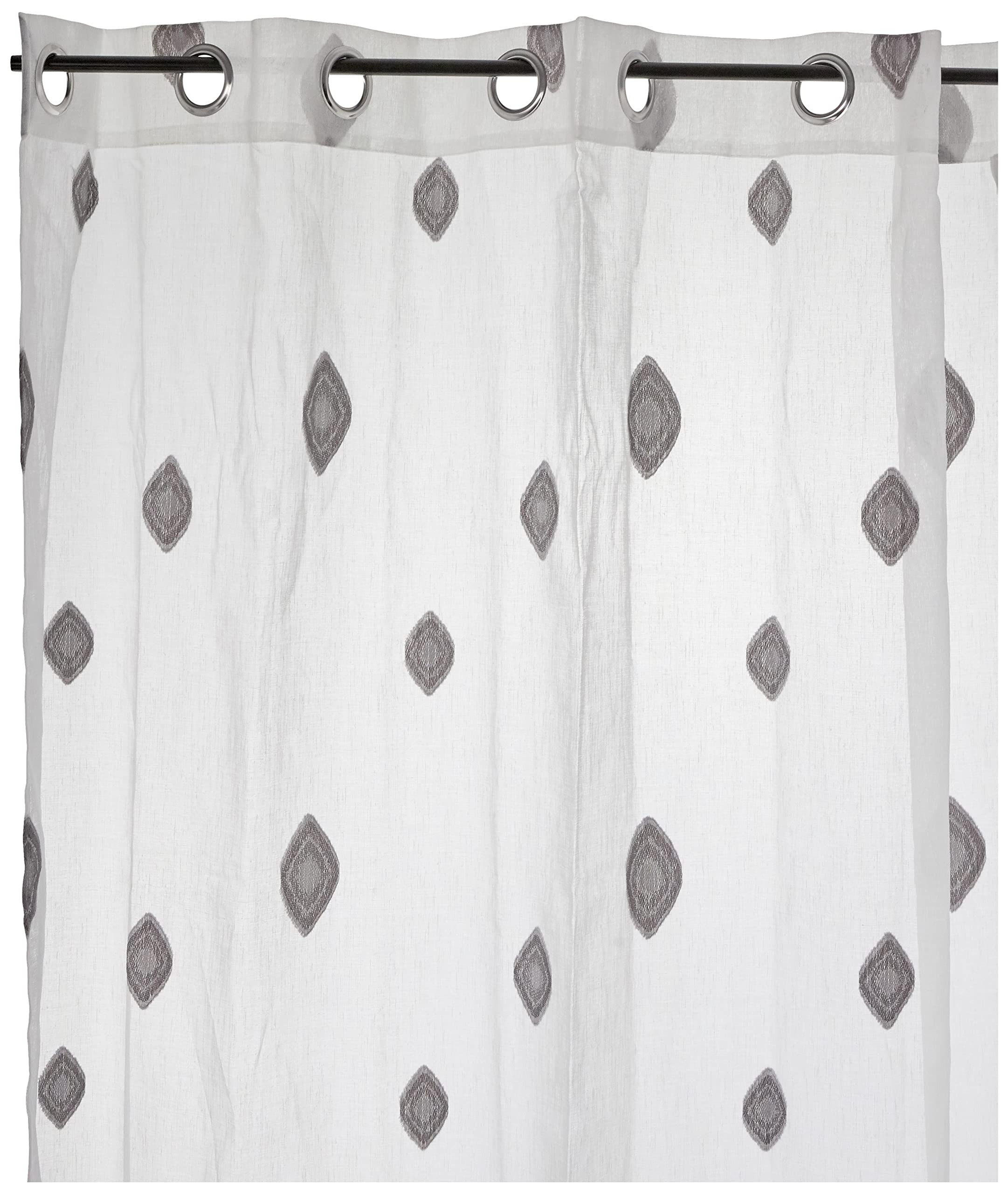 HomeMaison Embroidered Curtain Rhombus Pattern 140 x 260 cm Polyester Grey