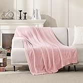 Knit Throw Blanket Super Soft Warm Blanket for Couch Lightweight Cozy Blanket for Bed Sofa 50x60 Inches Pink