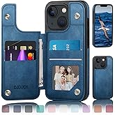 DJDUCK Designed for iPhone 13 Case Wallet with Card Holder, [Magnetic Clasp Cover] [RFID Blocking Leather Protection] Shockproof Women Men Cases 6.1 Inch for Apple 13 Bright Blue