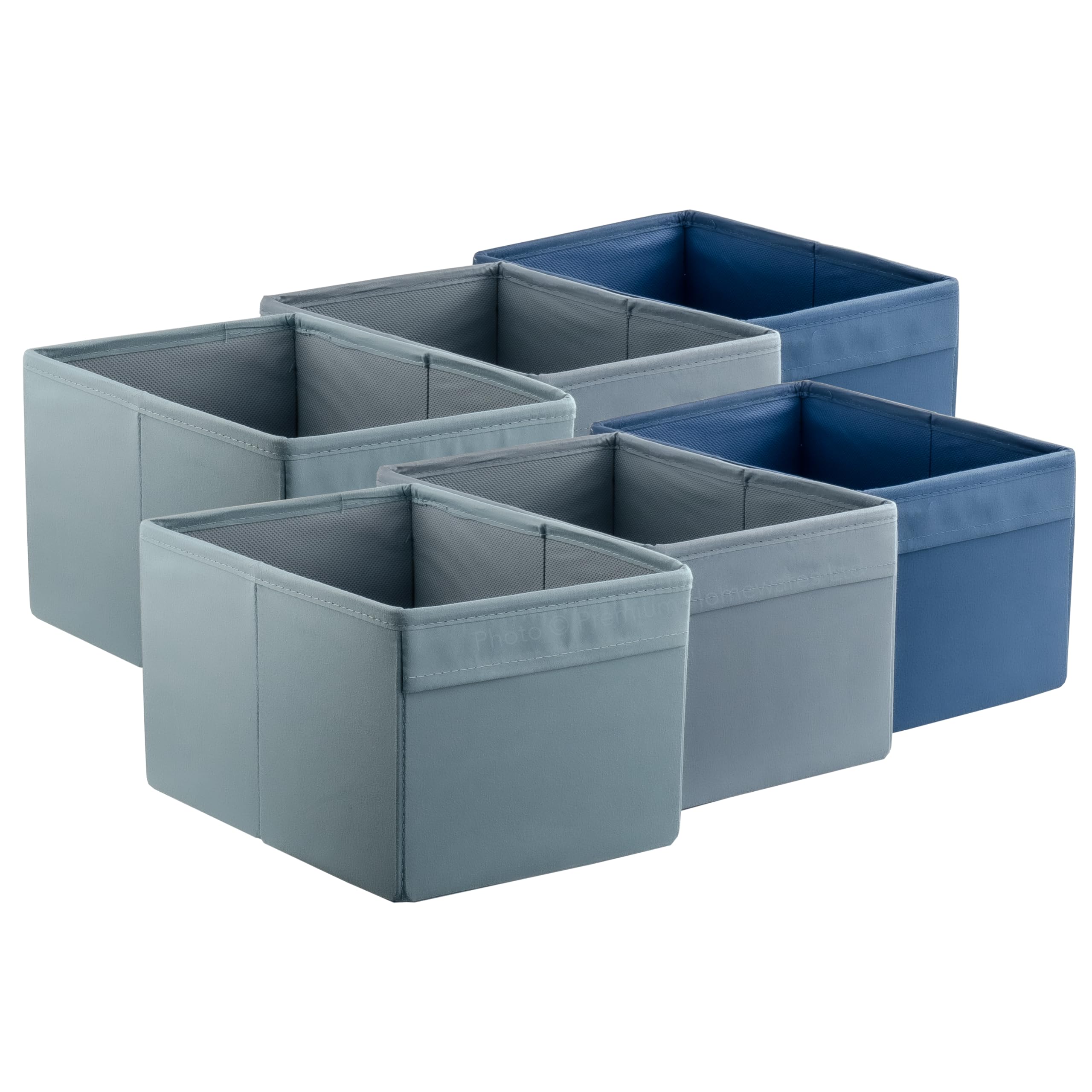 Set of 6 x Mini DRONA Foldable Storage Organiser Boxes for BILLY, 18x25x15cm, Blue