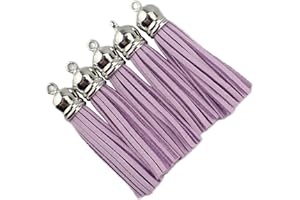 QIANHAILIZZ 30 Silver CCB 2-1/4 Inch Faux Suede Tassel Charm Keychain Cellphone Straps Z58