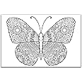 Butterfly pre painted, Stretched primed canvas to color, 8 x 12 Inches | Premium Handmade Pre drawn Canvas | Art and Sip Party, DIY Kit, Party favor | Easy & fun drawings to color | Wall Art