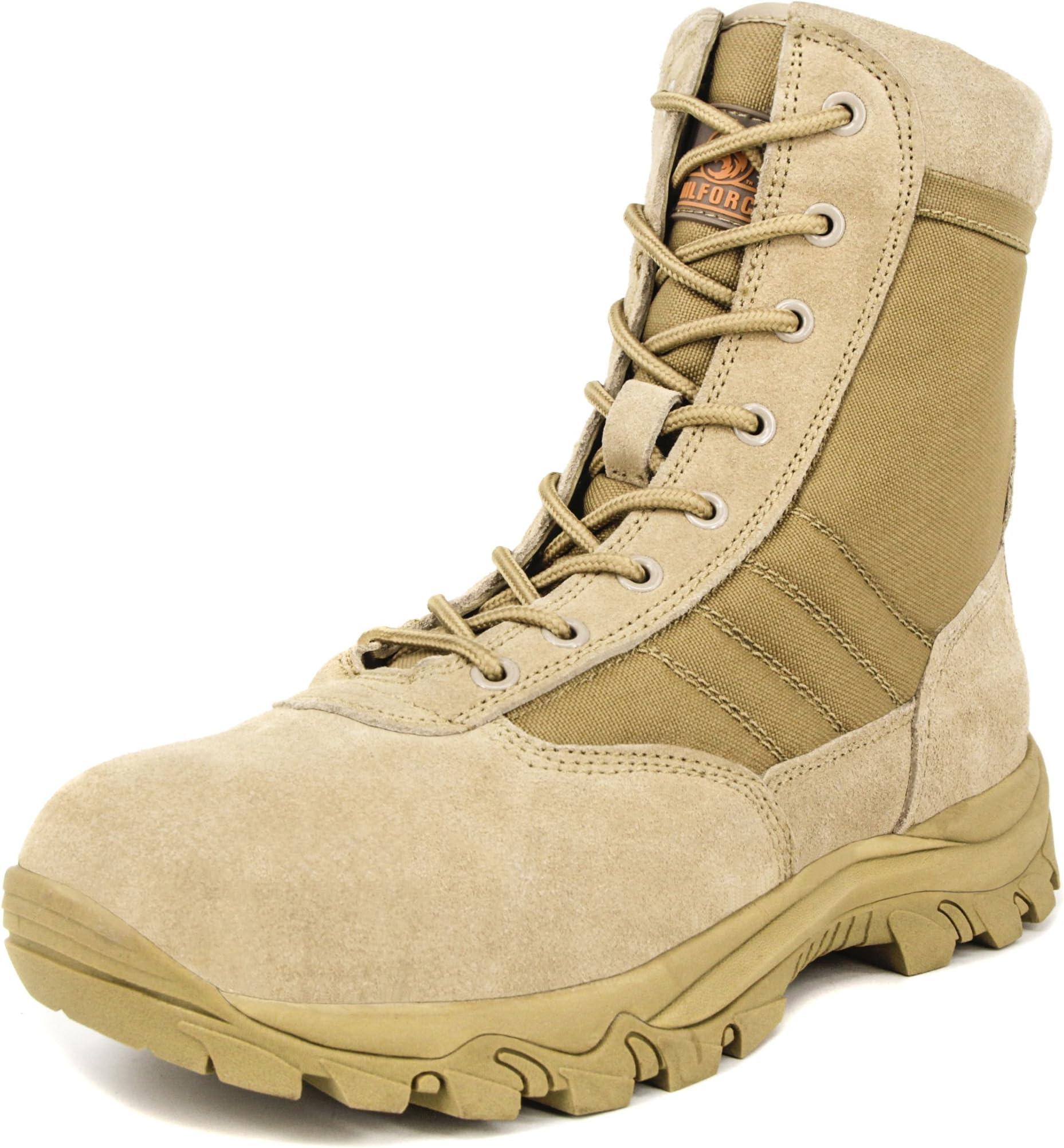Milforce Men’s 8 inch Military Tactical Boots Lightweight Combat Desert Shoes with Side Zipper, Sand