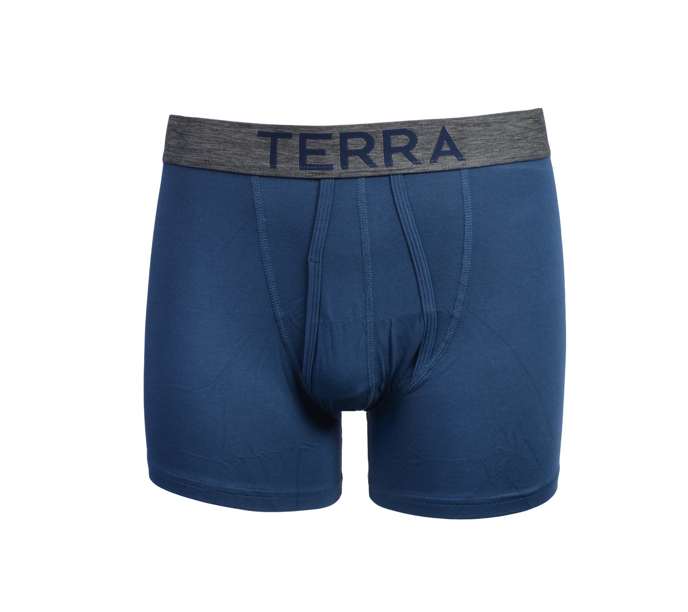 Terra Men\'s Cotton Classic Stretch Boxer Brief, Assorted Underwear, 3-Pack, Black/Grey Light Blue/Grey Dark Blue/Grey, X-Large