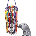 Bonka Bird Toys 51213 Large Aglet Heaven, 14" Hanging Bird Toy, Soft Colorful Cotton Shoelace Ring with Plastic Aglets, Lightweight, Interactive, Safe for Parrots, Macaws, Cockatoos, and Large Birds